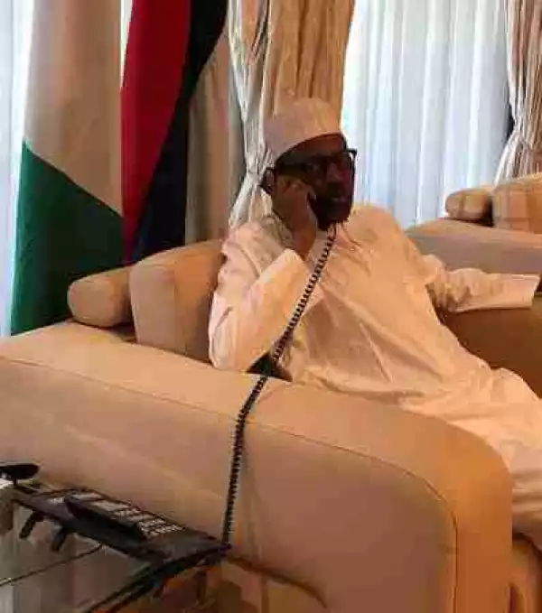 World Cup: The Moment President Buhari Called Super Eagles On Phone (Photo)